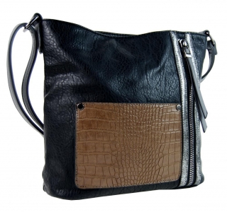 Dámská crossbody kabelka s čelní kroko kapsičkou F-014 černá